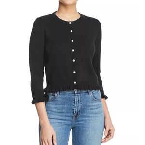 KARL LAGERFELD PARIS Lace Back Ruffle Cardigan